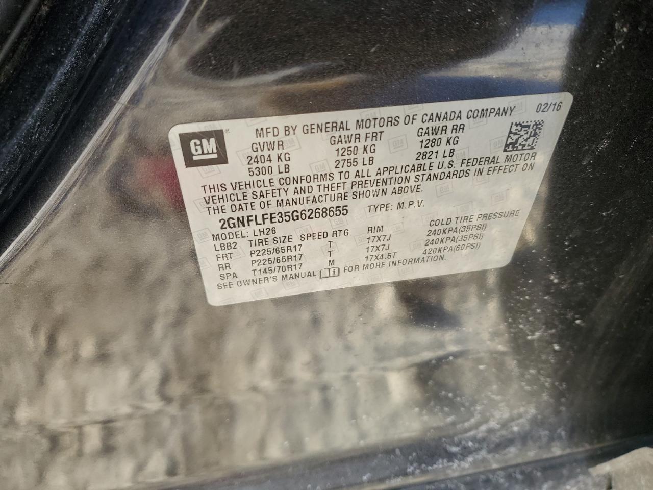 2GNFLFE35G6268655 CHEVROLET EQUINOX 2016