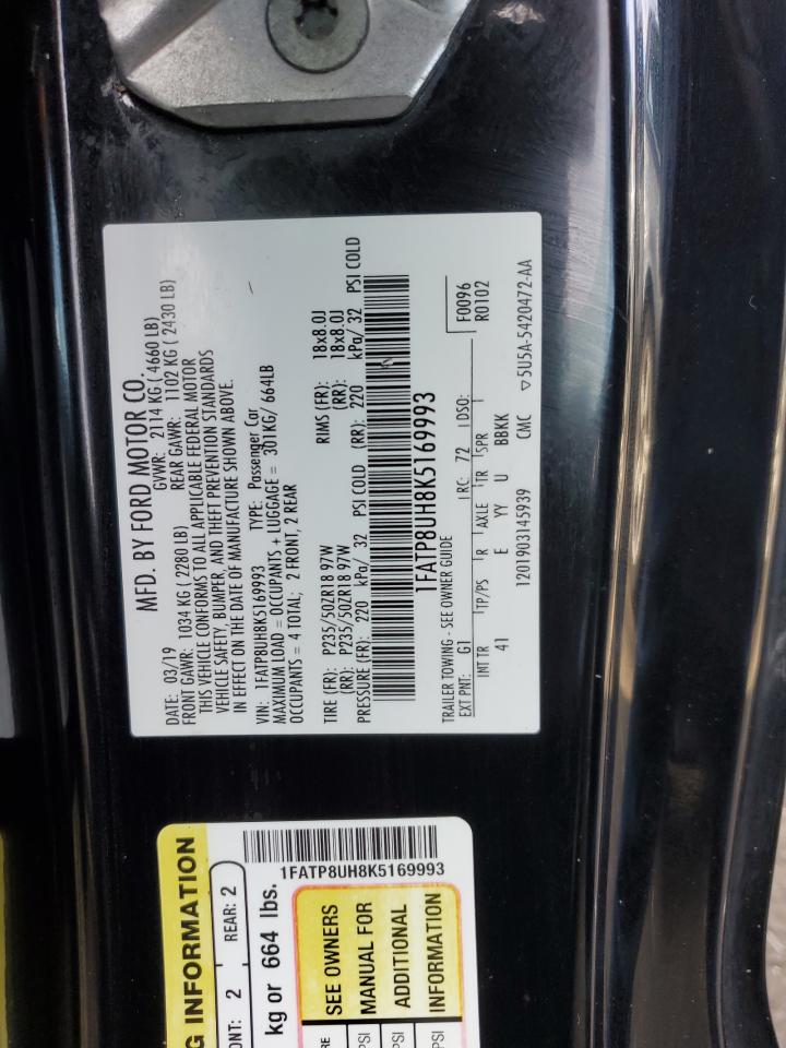 2019 Ford Mustang VIN: 1FATP8UH8K5169993 Lot: 89404895