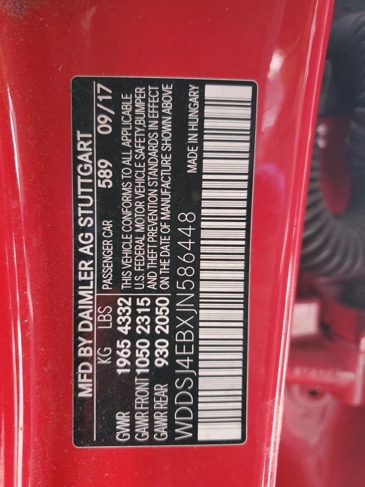 2018 Mercedes-Benz Cla 250 VIN: WDDSJ4EBXJN586448 Lot: 42218035