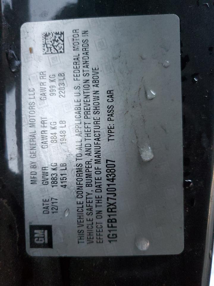1G1FB1RX7J0143807 CHEVROLET CAMARO 2018