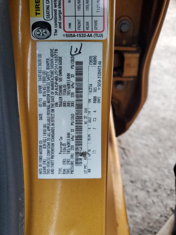3FADP4BJ5GM103776 FORD FIESTA 2016