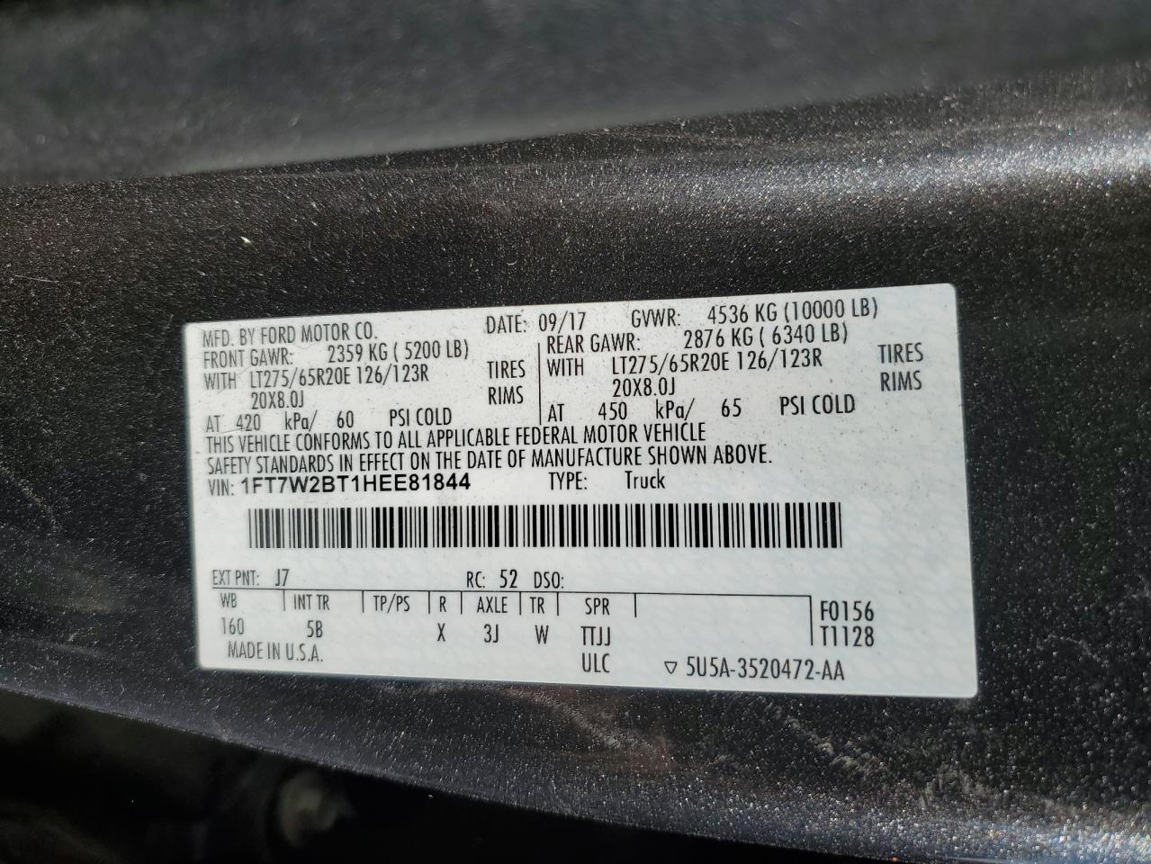 VIN 1FT7W2BT1HEE81844 2017 FORD F250 no.12