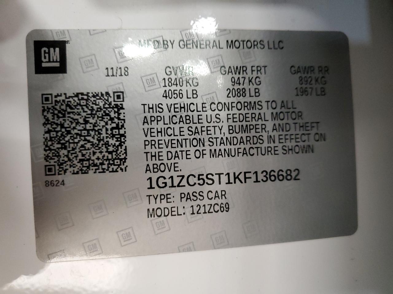 1G1ZC5ST1KF136682 CHEVROLET MALIBU 2019