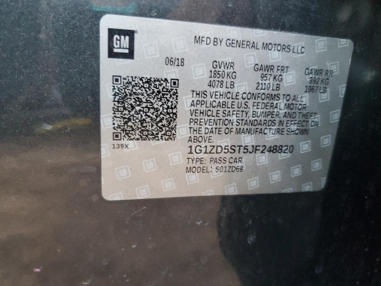 1G1ZD5ST5JF248820 CHEVROLET MALIBU 2018
