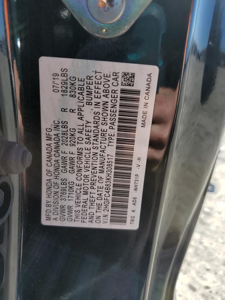 2019 Honda Civic Sport VIN: 2HGFC4B83KH308517 Lot: 88726065
