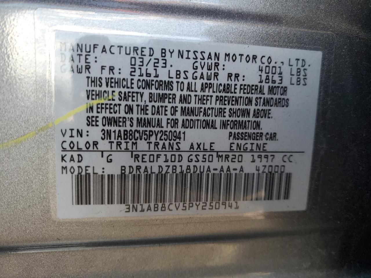 3N1AB8CV5PY250941 NISSAN SENTRA 2023