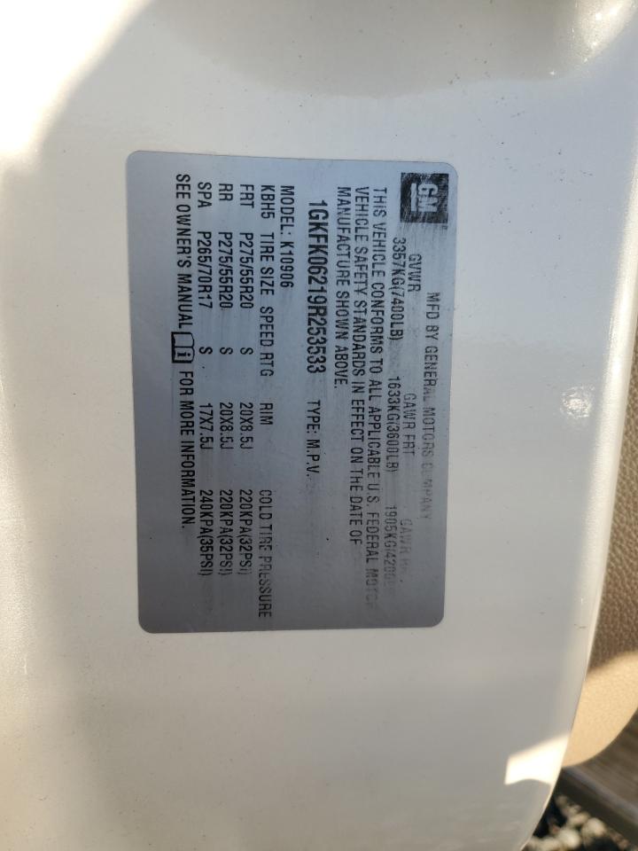 2009 GMC Yukon Xl Denali VIN: 1GKFK06219R253533 Lot: 86718014