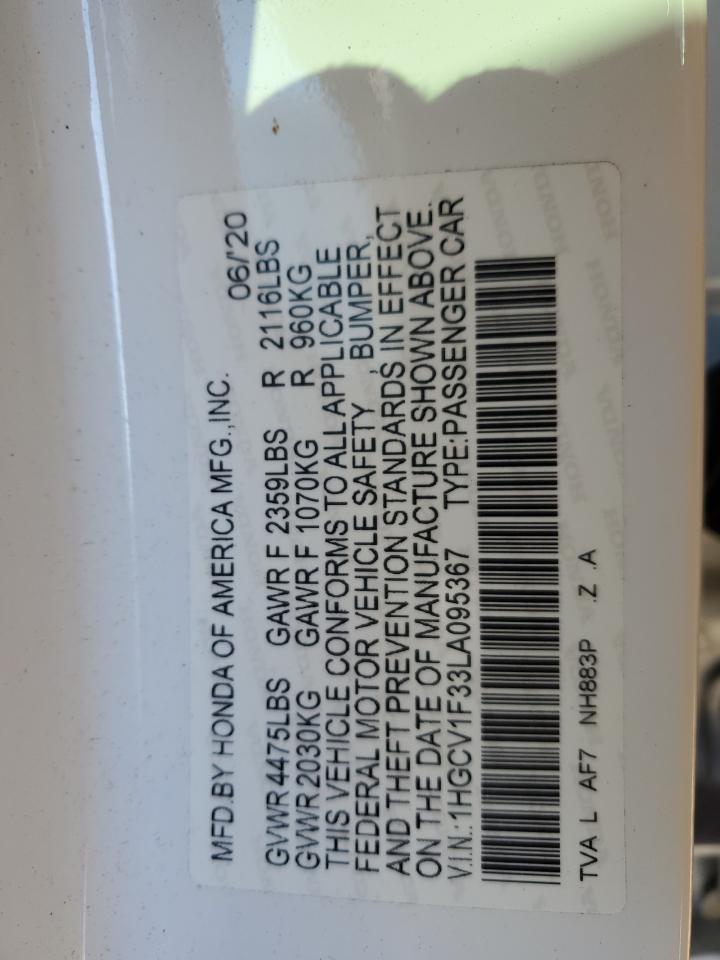 1HGCV1F33LA095367 HONDA ACCORD 2020