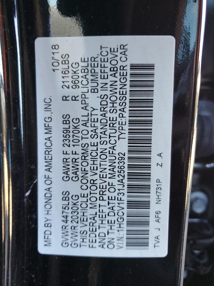 1HGCV1F31JA256392 HONDA ACCORD 2018