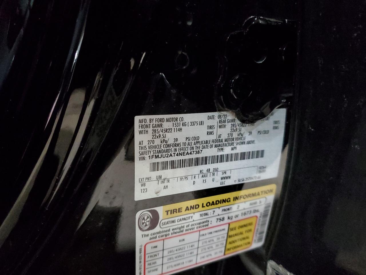 1FMJU2AT4NEA47387 FORD EXPEDITION 2022