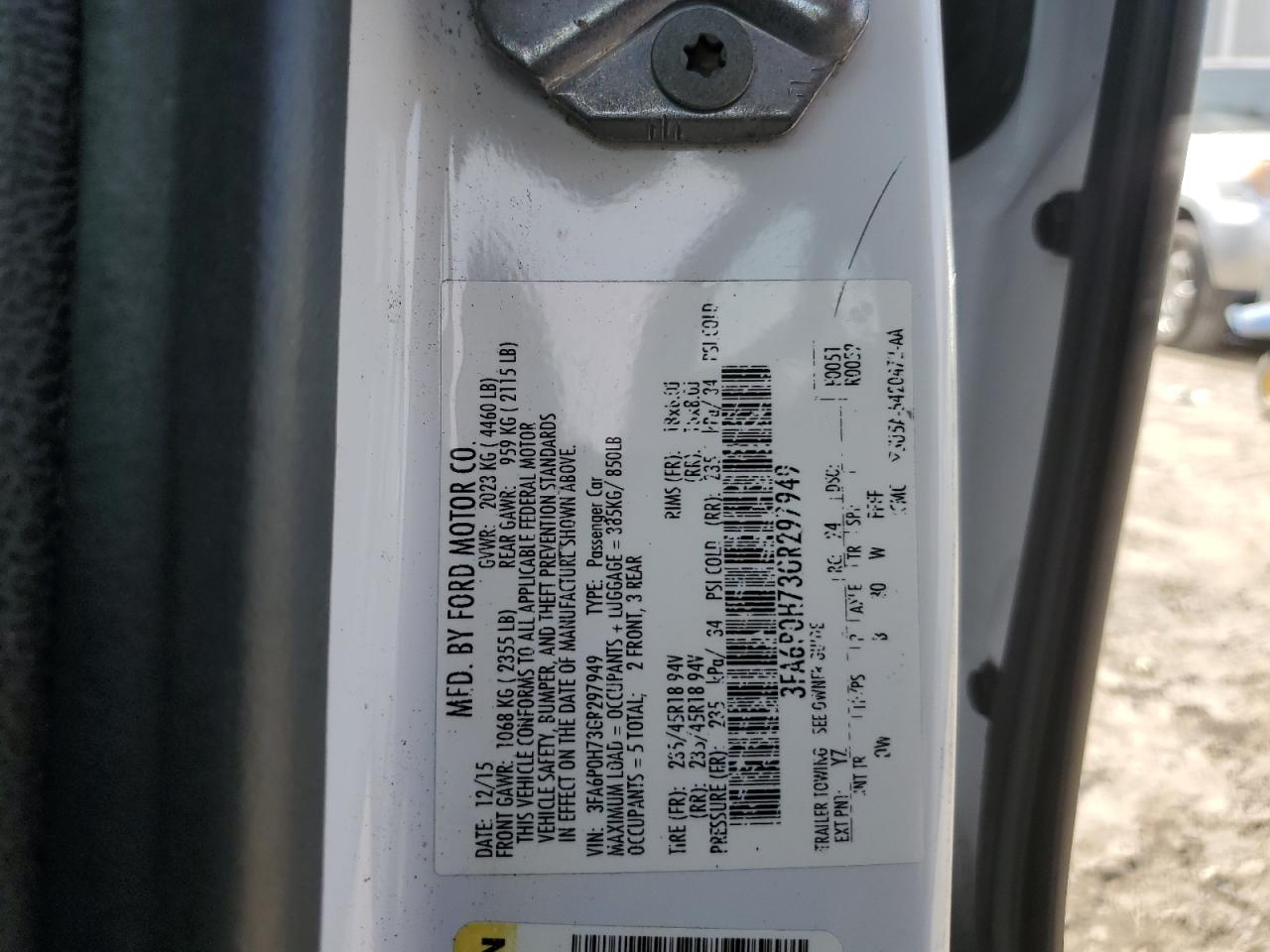 3FA6P0H73GR297949 FORD FUSION 2016