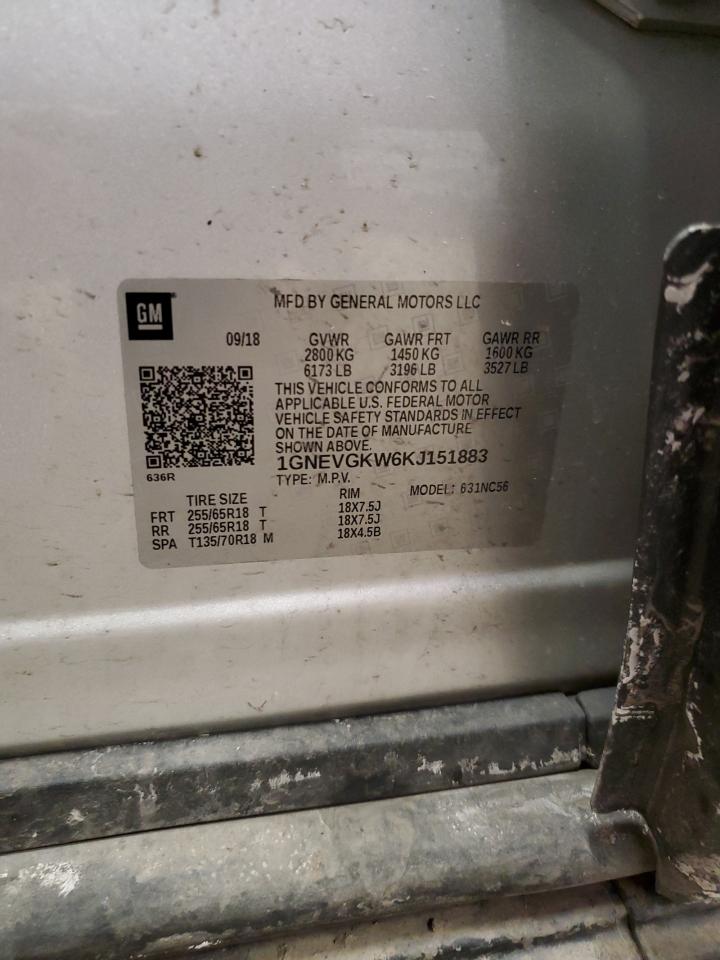 1GNEVGKW6KJ151883 CHEVROLET TRAVERSE 2019