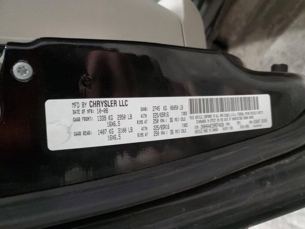 2009 Chrysler Town & Country Lx VIN: 2A8HR44E59R574630 Lot: 87280384