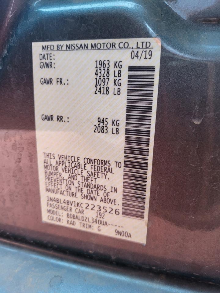 VIN 1N4BL4BV1KC223526 2019 NISSAN ALTIMA no.10