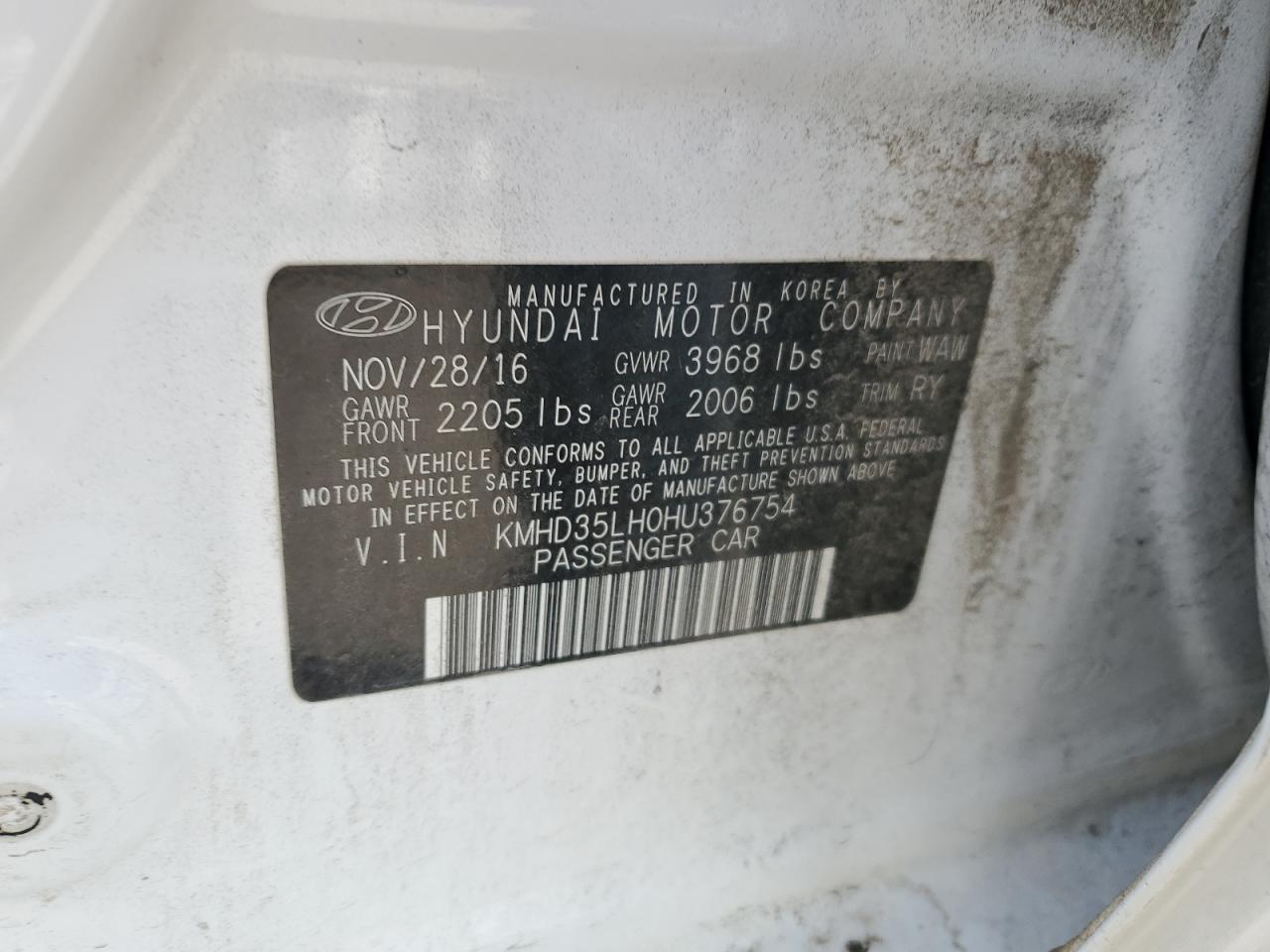 2017 Hyundai Elantra Gt VIN: KMHD35LH0HU376754 Lot: 42741315