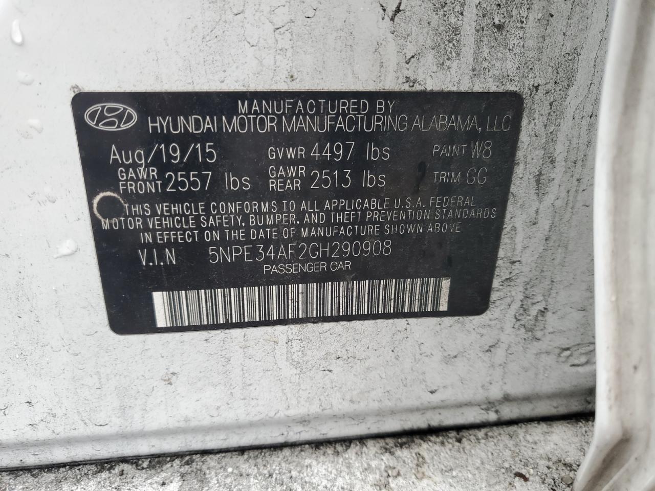 5NPE34AF2GH290908 HYUNDAI SONATA 2016
