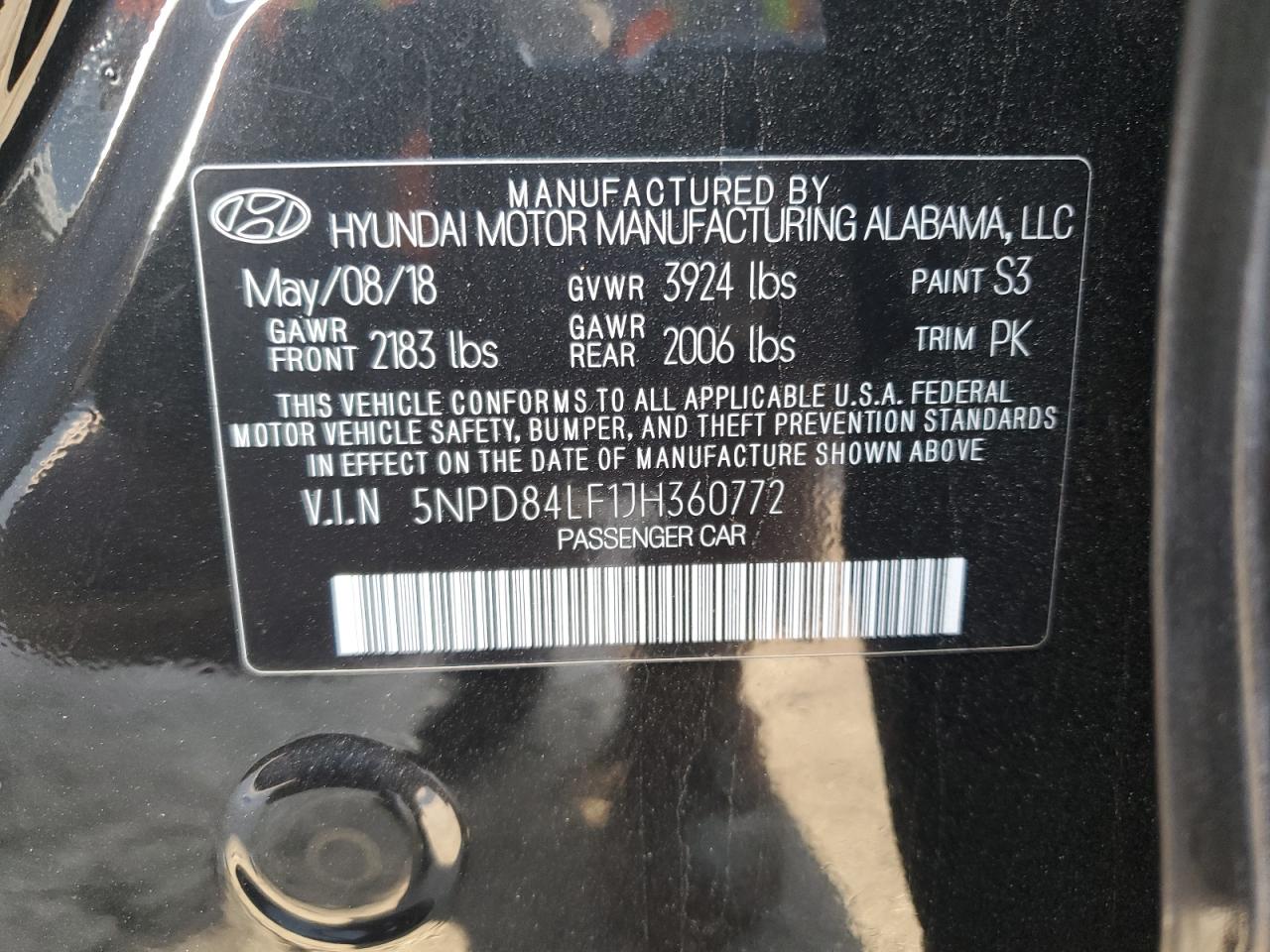 VIN 5NPD84LF1JH360772 2018 HYUNDAI ELANTRA no.13