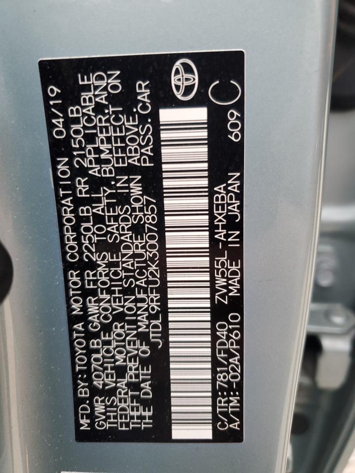 2019 Toyota Prius VIN: JTDL9RFU2K3007857 Lot: 84588975