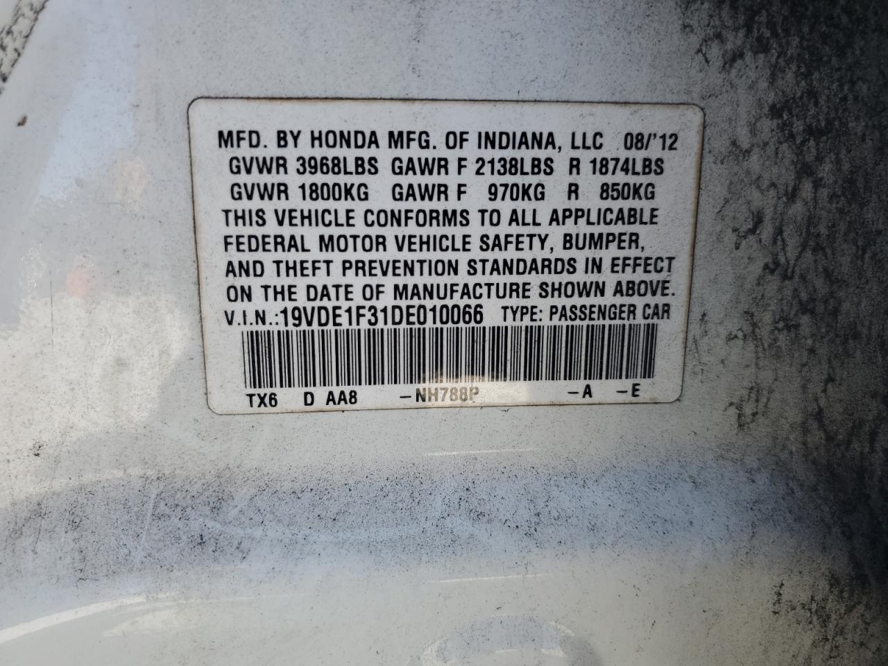 VIN 19VDE1F31DE010066 2013 ACURA ILX no.13