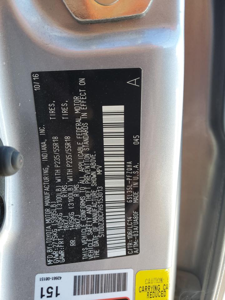 5TDDZ3DC7HS153013 TOYOTA All Models 2017