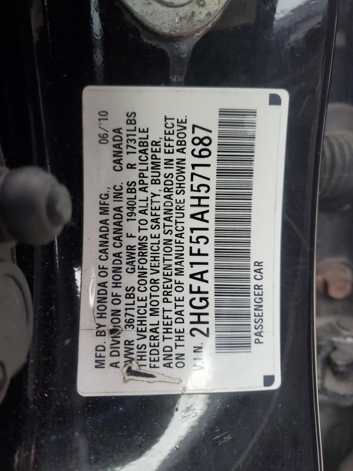 2010 Honda Civic Lx VIN: 2HGFA1F51AH571687 Lot: 88296905