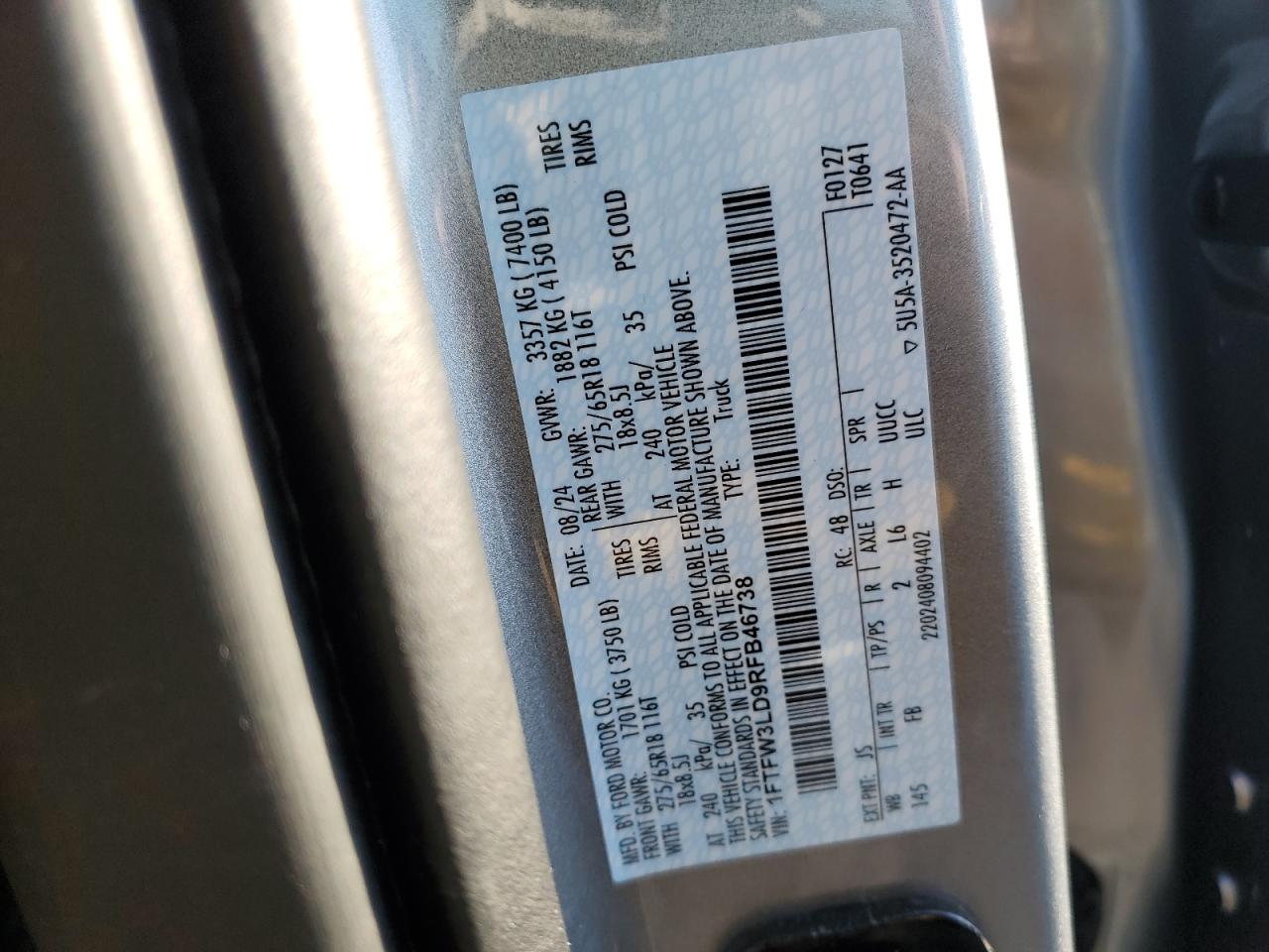 1FTFW3LD9RFB46738 FORD All Models 2024