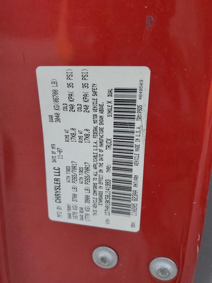 2008 Dodge Ram 1500 St VIN: 1D7HA18K58J141993 Lot: 80302115