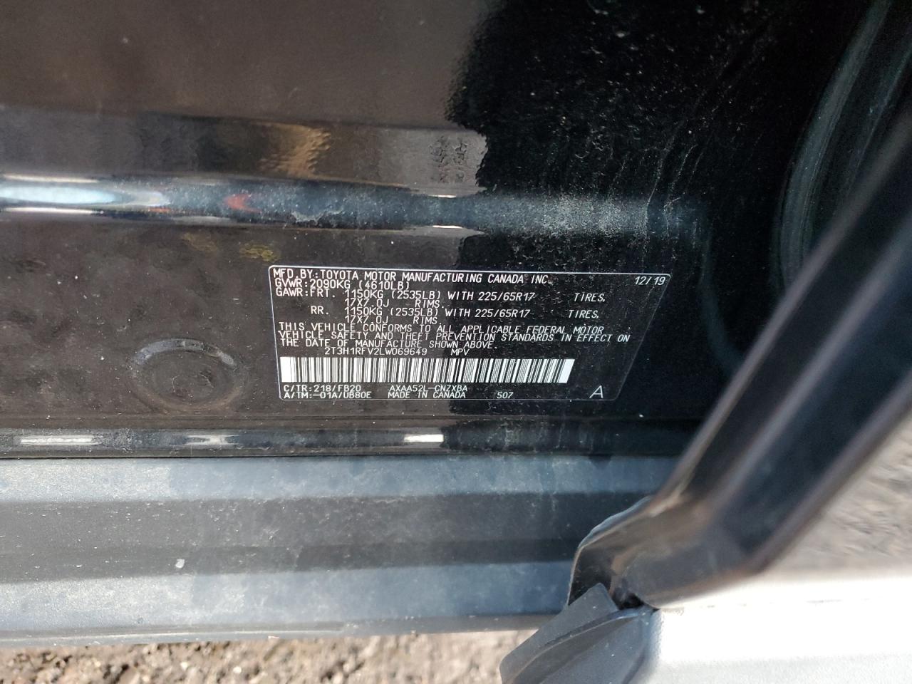 2T3H1RFV2LW069649 TOYOTA RAV4 2020