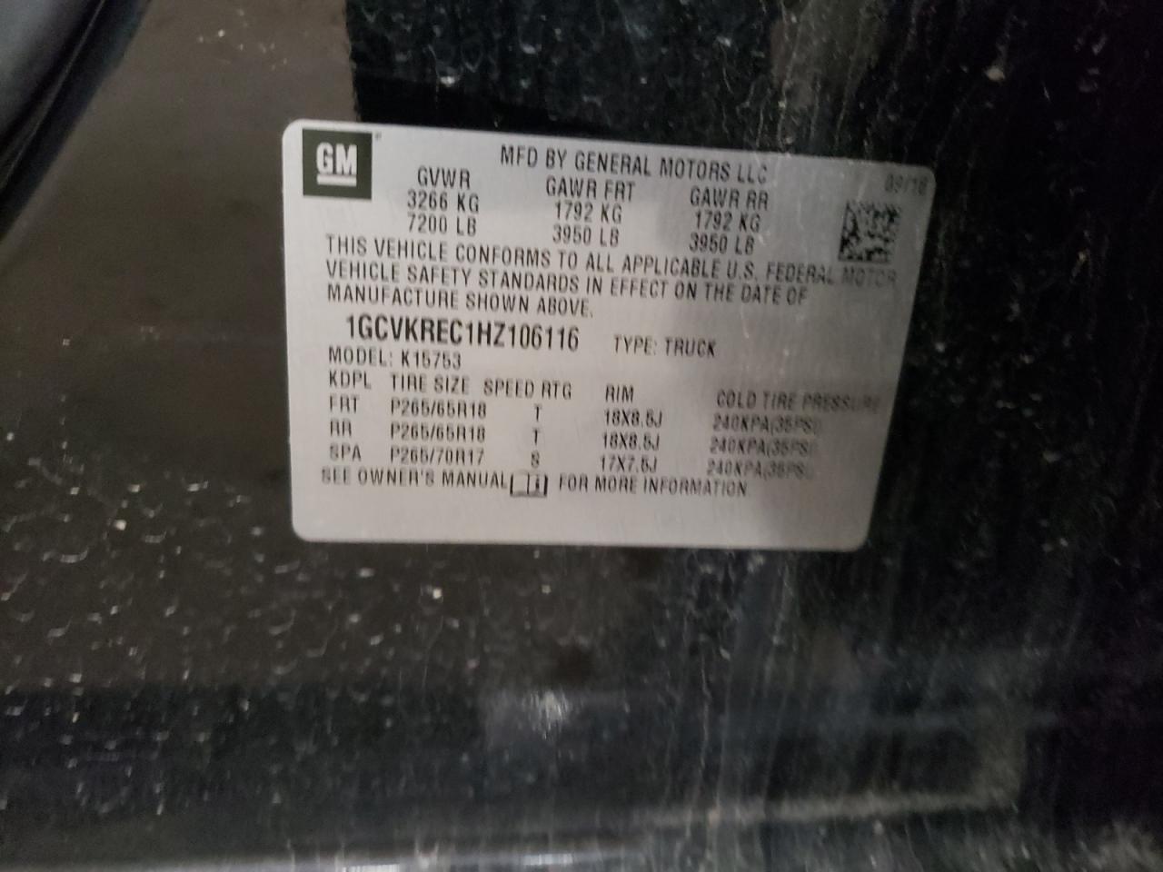 1GCVKREC1HZ106116 CHEVROLET ALL Models 2017