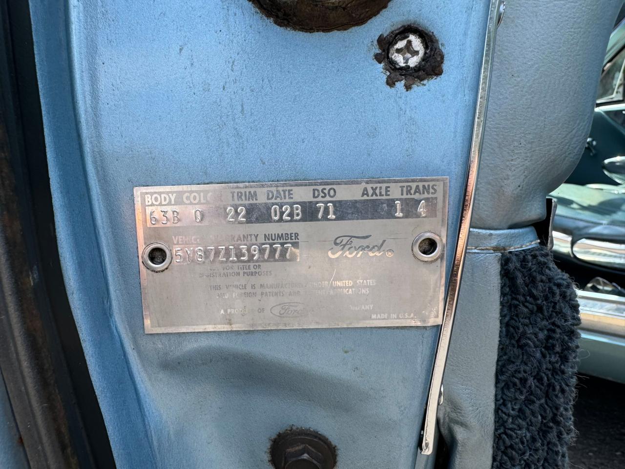 1965 Ford T-Bird VIN: 5Y87Z139777 Lot: 88543625