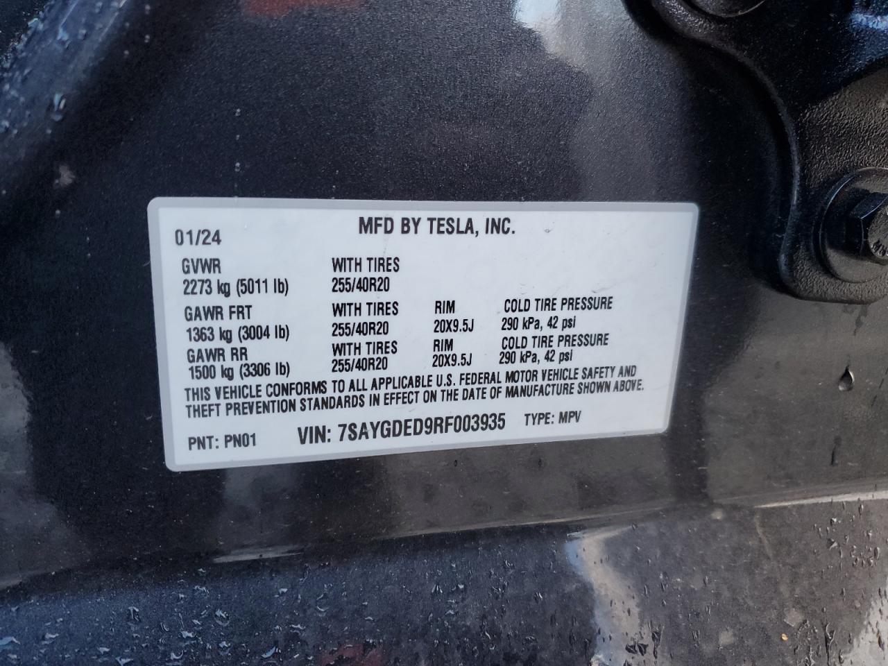 VIN 7SAYGDED9RF003935 2024 TESLA MODEL Y no.14