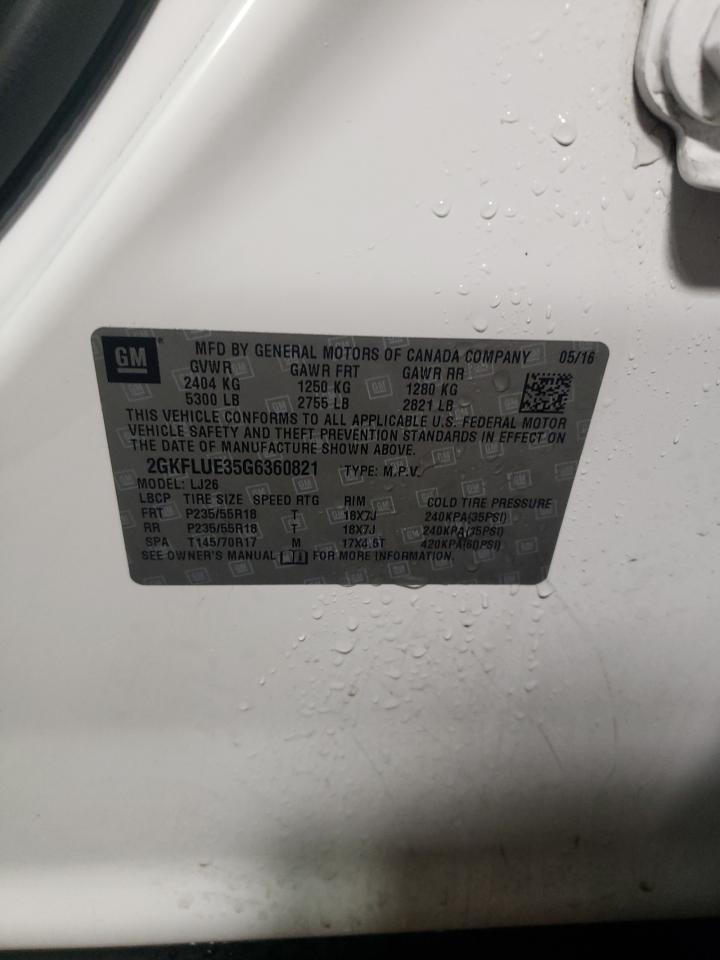 2016 GMC Terrain Slt VIN: 2GKFLUE35G6360821 Lot: 87598475