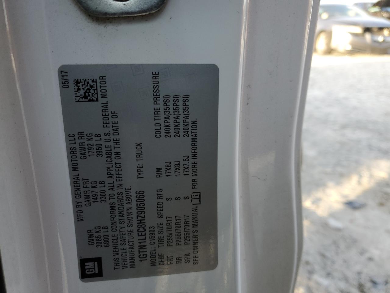 2017 GMC Sierra C1500 VIN: 1GTN1LEC8HZ905066 Lot: 88254315