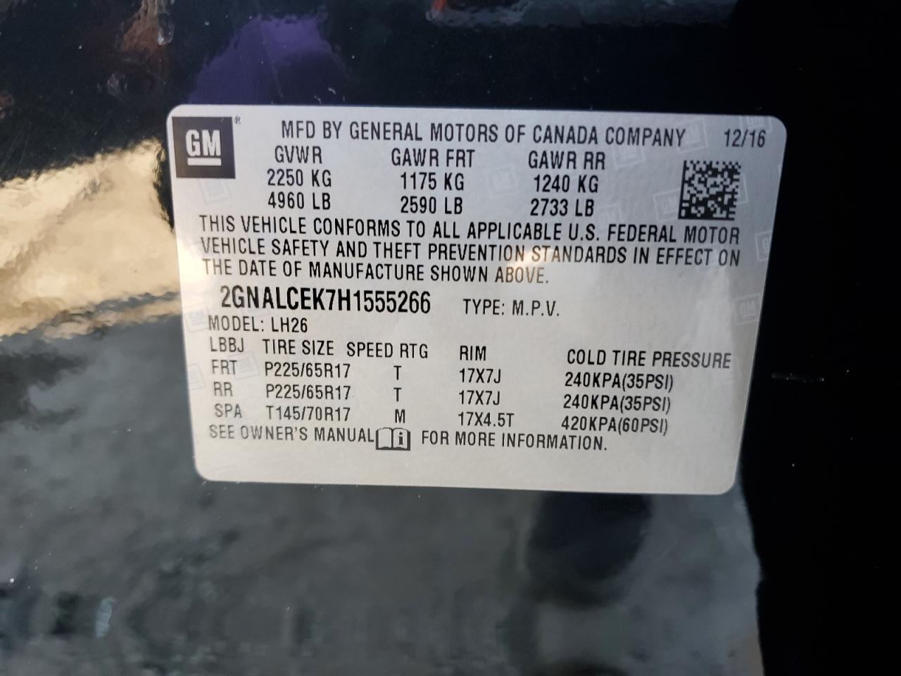 2GNALCEK7H1555266 CHEVROLET EQUINOX 2017