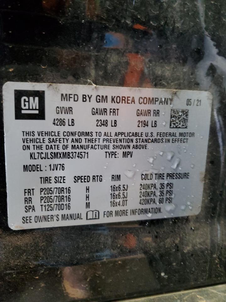 KL7CJLSMXMB374571 CHEVROLET TRAX 2021