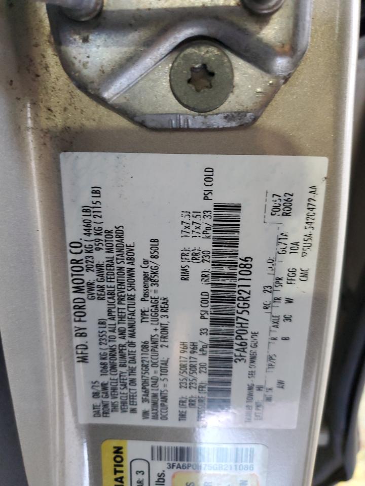 3FA6P0H75GR211086 FORD FUSION 2016