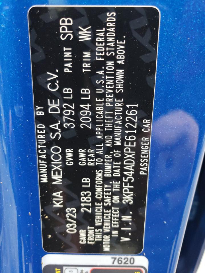 2023 Kia Forte Gt Line VIN: 3KPF54ADXPE612261 Lot: 87448154