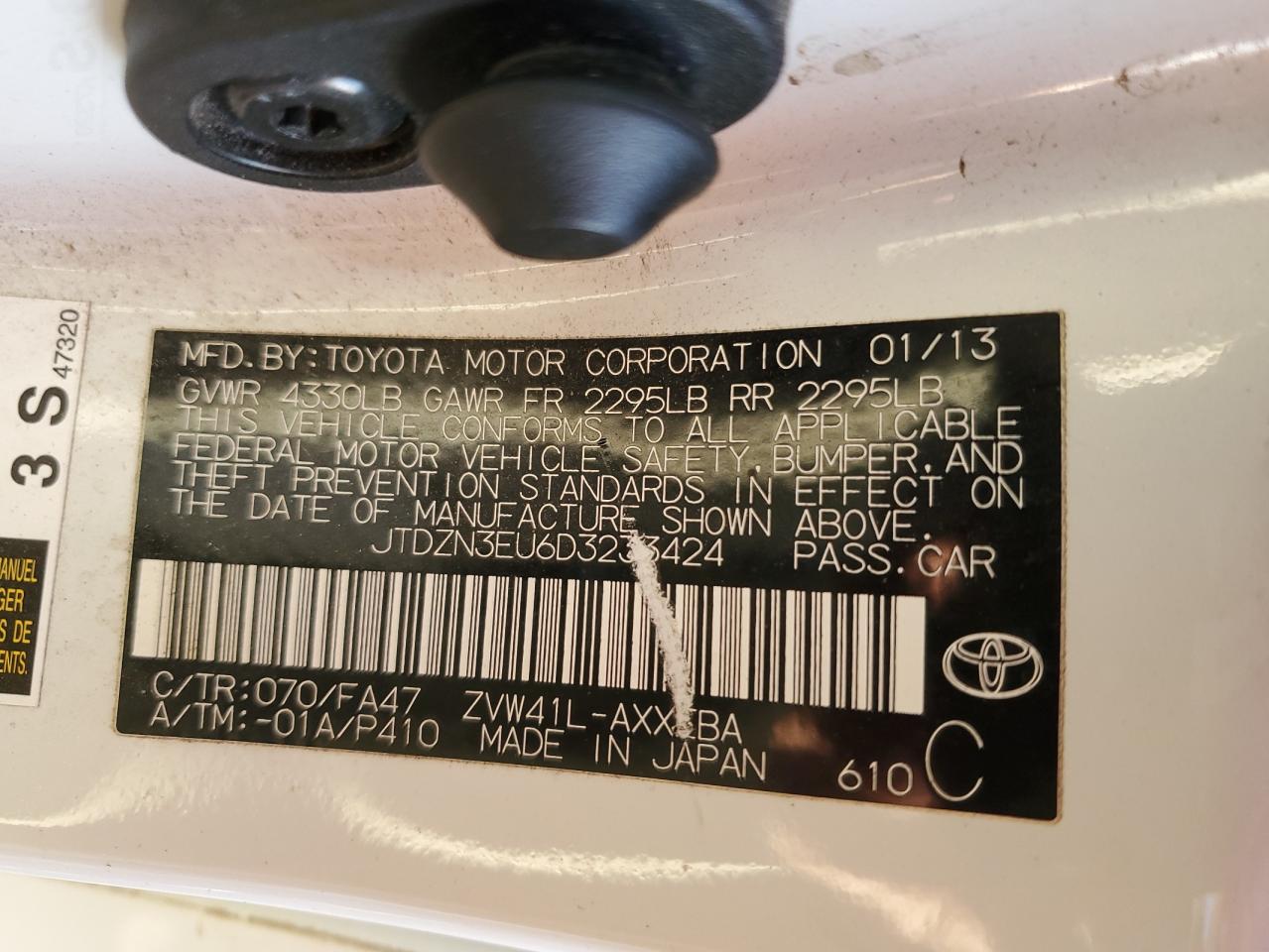 2013 Toyota Prius V VIN: JTDZN3EU6D3233424 Lot: 42457255