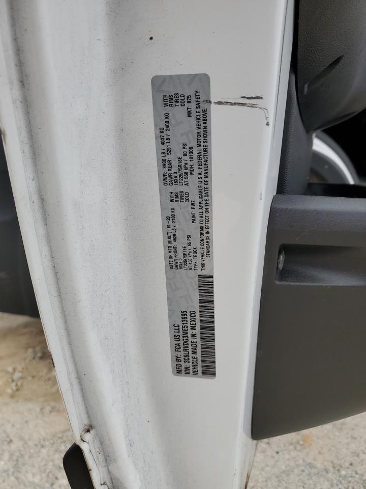 2021 Ram Promaster 2500 2500 High VIN: 3C6LRVDG3ME513996 Lot: 88694895