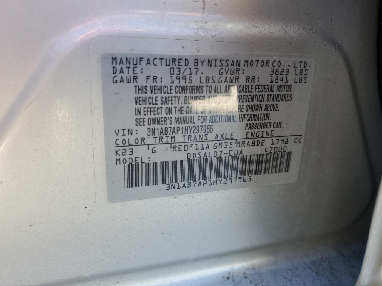3N1AB7AP1HY297965 NISSAN SENTRA 2017