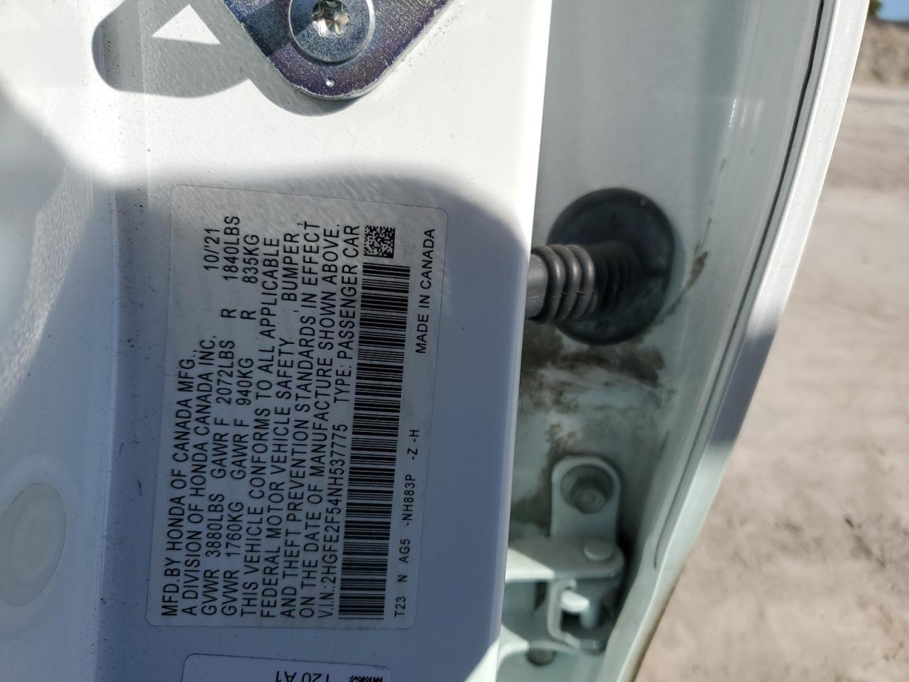 2HGFE2F54NH537775 HONDA CIVIC 2022