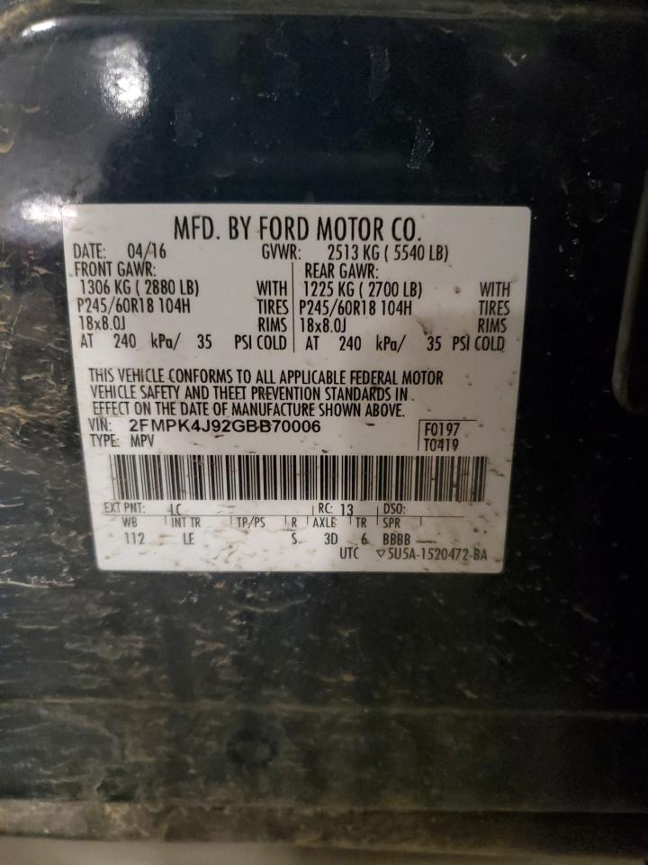 2FMPK4J92GBB70006 FORD EDGE 2016
