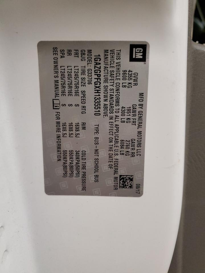 1GAZGPFGXH1335510 CHEVROLET EXPRESS 2017