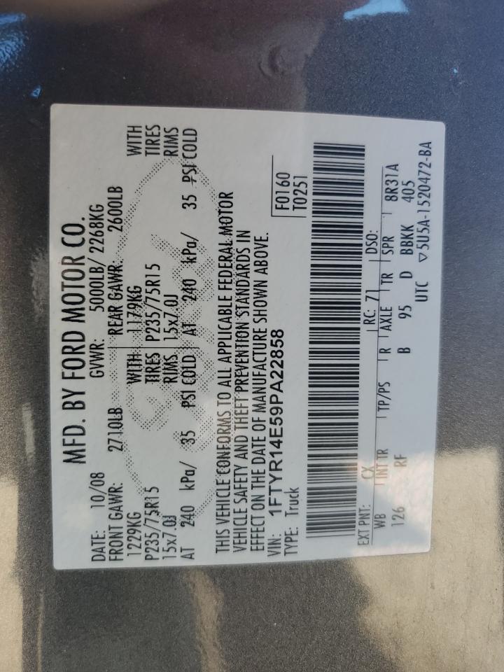 2009 Ford Ranger Super Cab VIN: 1FTYR14E59PA22858 Lot: 87328114