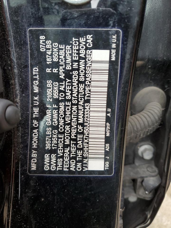 SHHFK7H50JU233343 HONDA CIVIC 2018