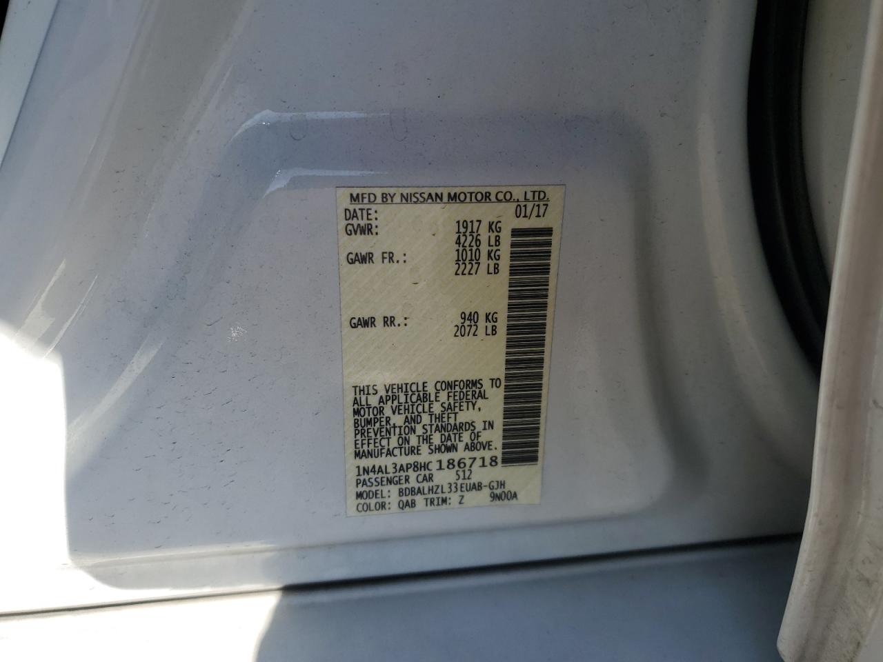 1N4AL3AP8HC186718 NISSAN ALTIMA 2017