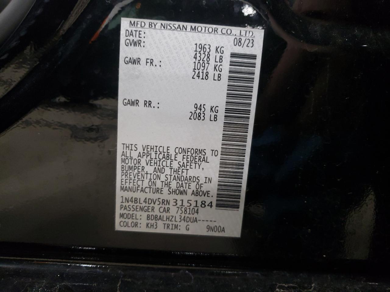 1N4BL4DV5RN315184 NISSAN ALTIMA 2024