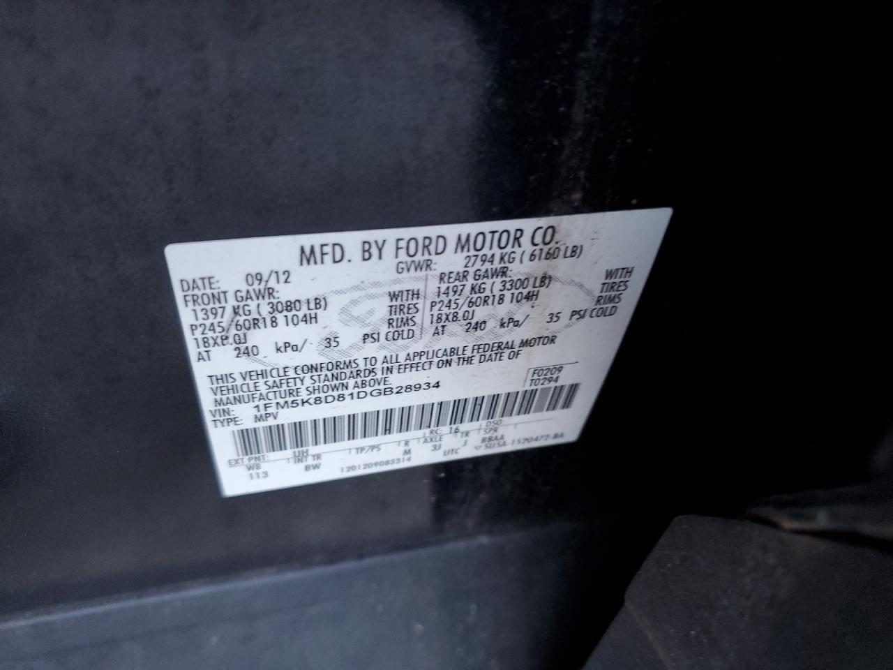 2013 Ford Explorer Xlt VIN: 1FM5K8D81DGB28934 Lot: 86865504