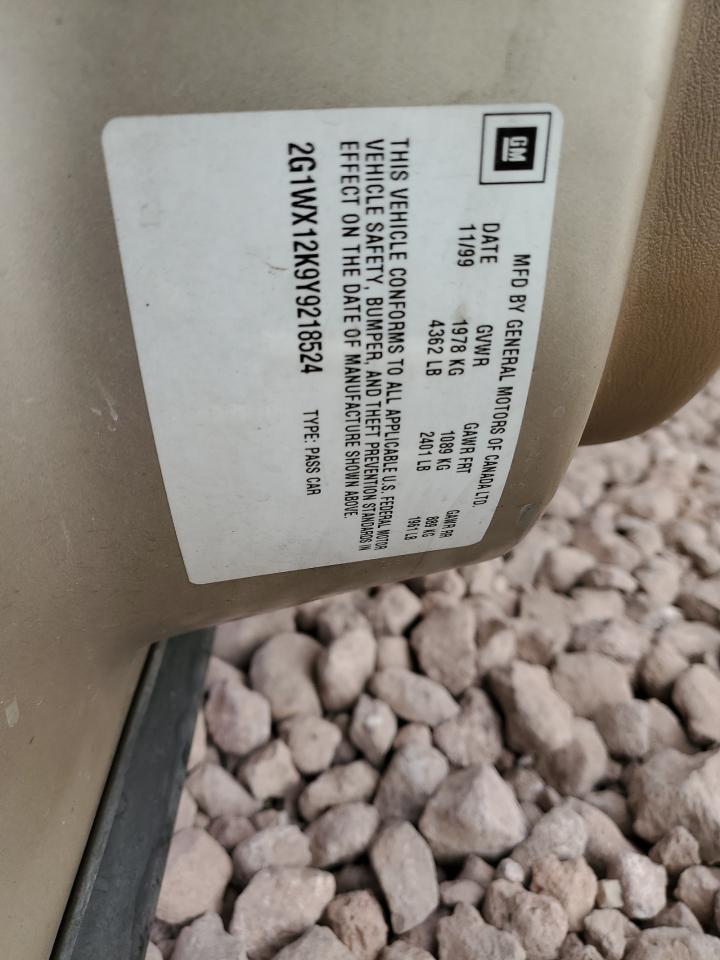 2000 Chevrolet Monte Carlo Ss VIN: 2G1WX12K9Y9218524 Lot: 88758735