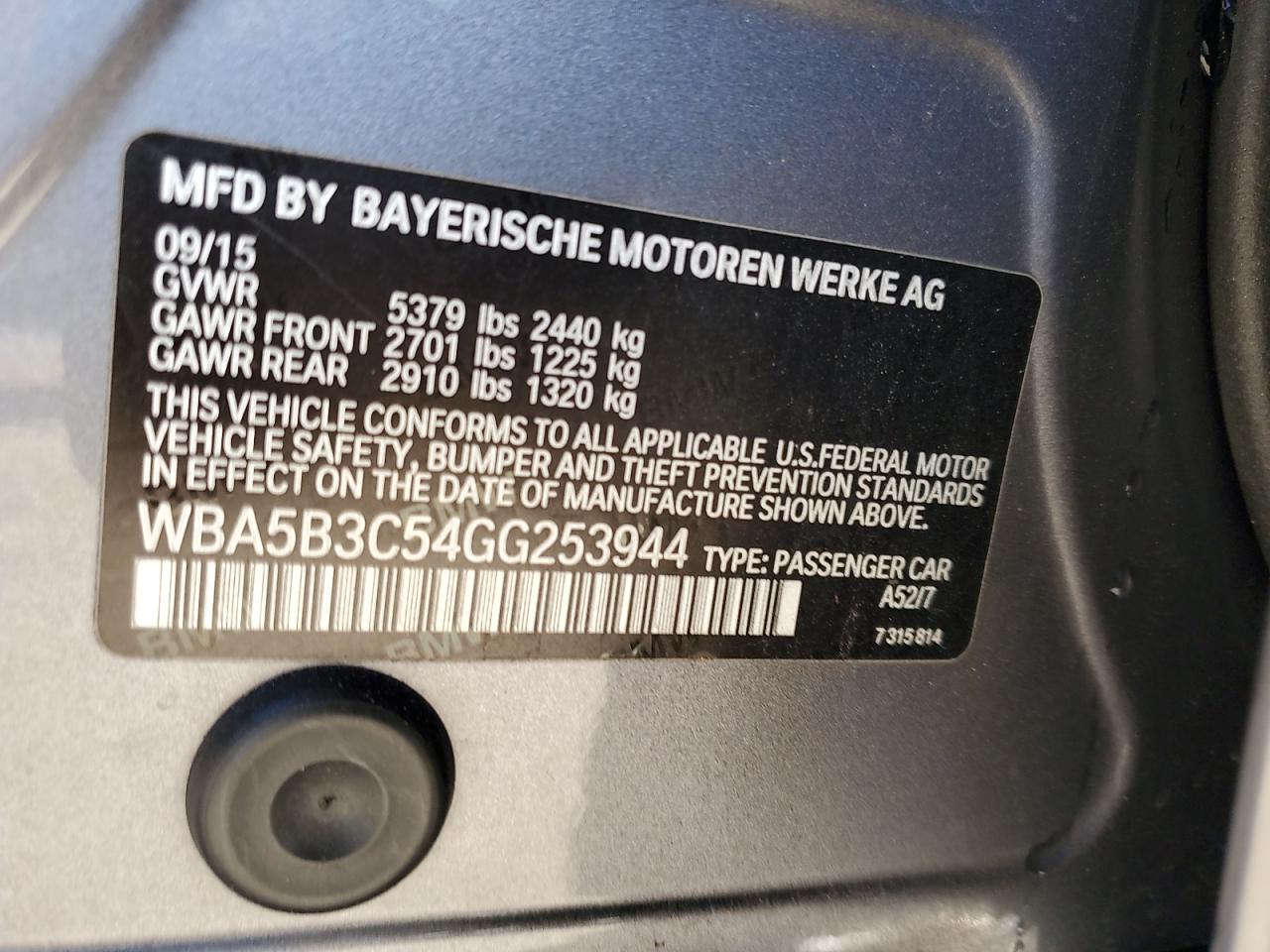 WBA5B3C54GG253944 2016 BMW 5 SERIES - Image 12